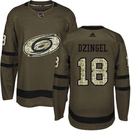 Adidas Hurricanes #18 Ryan Dzingel Green Salute to Service Stitched Youth NHL Jersey